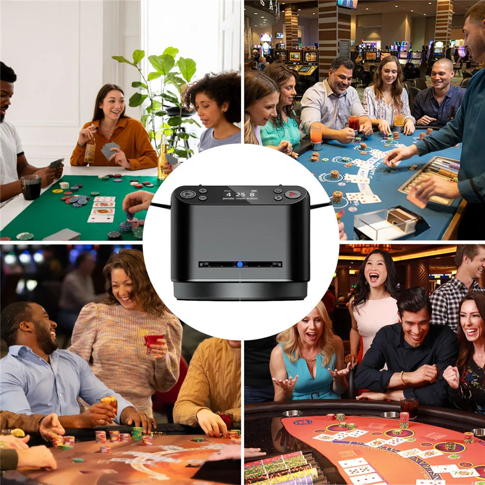 Automatic Cards Dealer, Rechargeable Cards Shuffler Shuffling Dealing Playing Cards Distribution Machine with 4 Bid Buttons