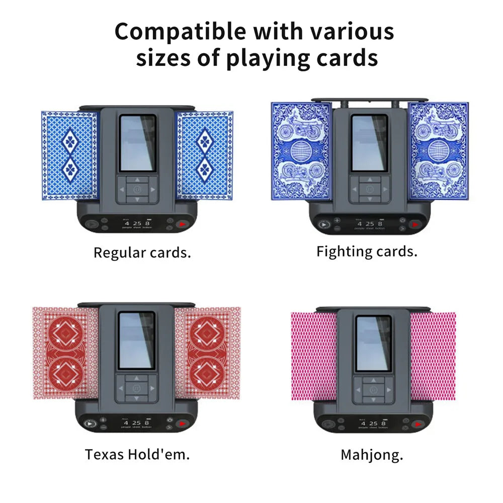 Automatic Cards Dealer, Rechargeable Cards Shuffler Shuffling Dealing Playing Cards Distribution Machine with 4 Bid Buttons