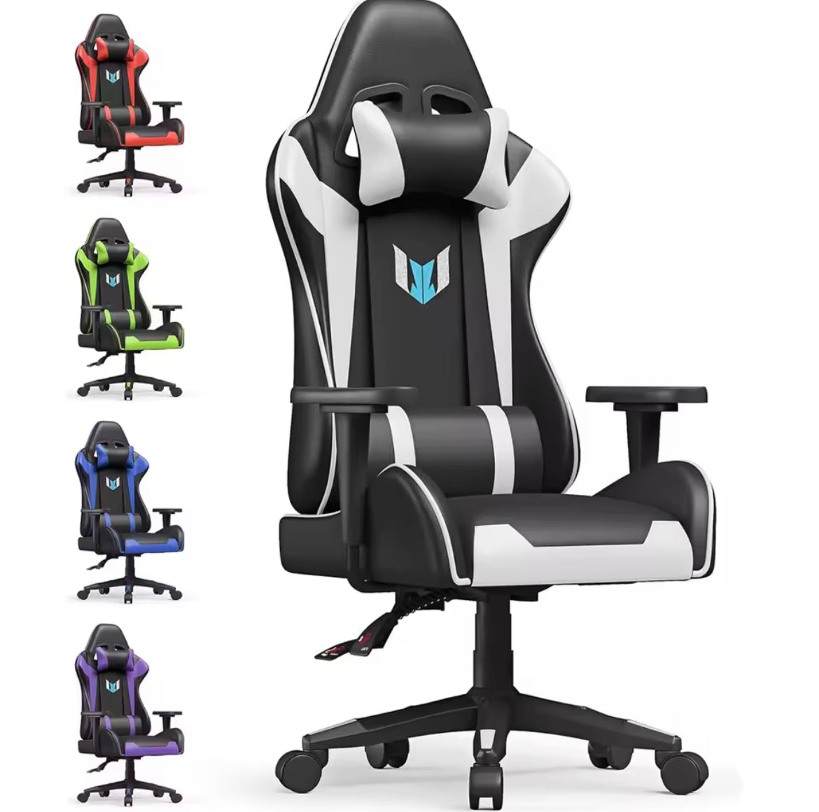 Bigzzia-Chaise de Gaming Ergonomique avec Coussin Lombaire, Repose-Sauna, Réglable, pour Ordinateur et Bureau