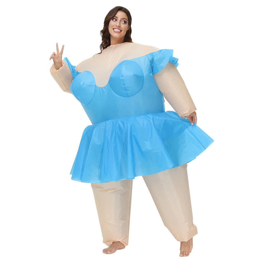 Adult Mascot Clown Inflatable Costume Anime Ballet Dress Suits Carnival Purim Halloween Party Cosplay Costumes for Man Woman
