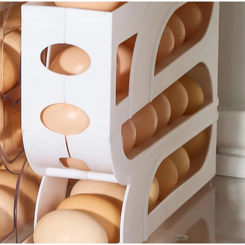 Automatic Roll-out Egg Storage Device Household Refrigerator Storage Box Egg Box Can Hold 30 Eggs High Quality Egg Rack Kitchen