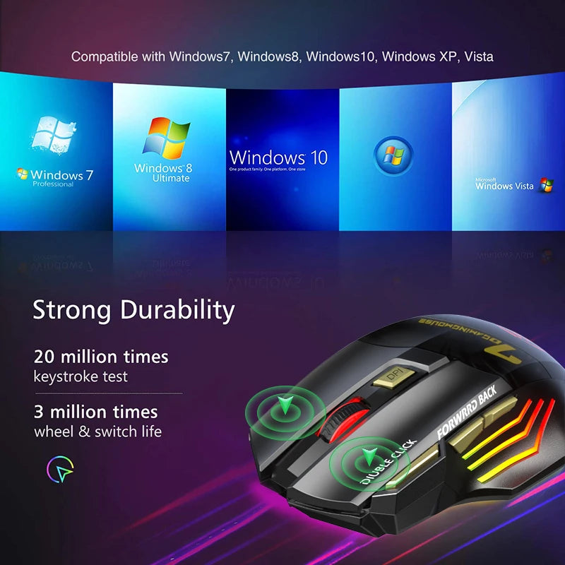 Rechargeable Bluetooth Mouse Wireless PC Gamer Mouse Computer Gaming Mouse Ergonomic Mause 5500 DPI Mice For Laptop Ipad