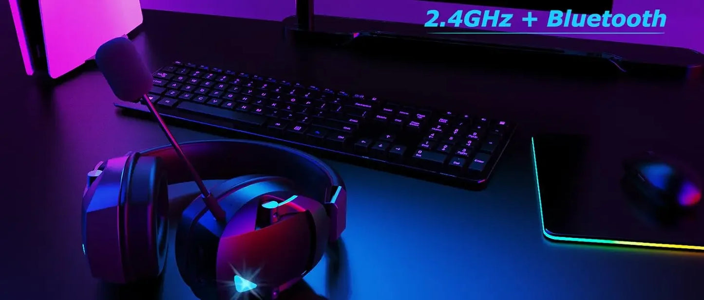 Acinaci Wireless Gaming Headset with Mic 2.4G Bluetooth Headphone USB 3.5mm Wired 3 Modes for PC, PS4, PS5, Mac, Switch
