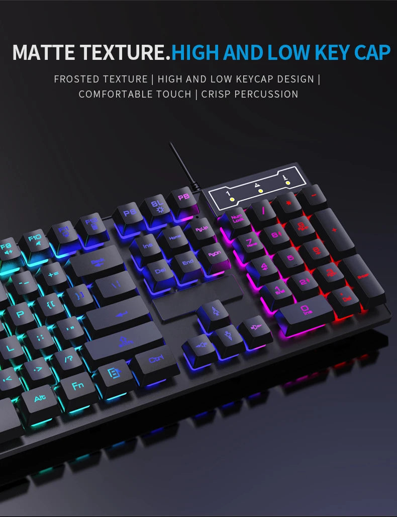 Wired Backlit Keyboard gaming Mechanic Kit waterproof Luminous 104 key keyboard And Mouse Set for Gamer PC Laptop Home Office