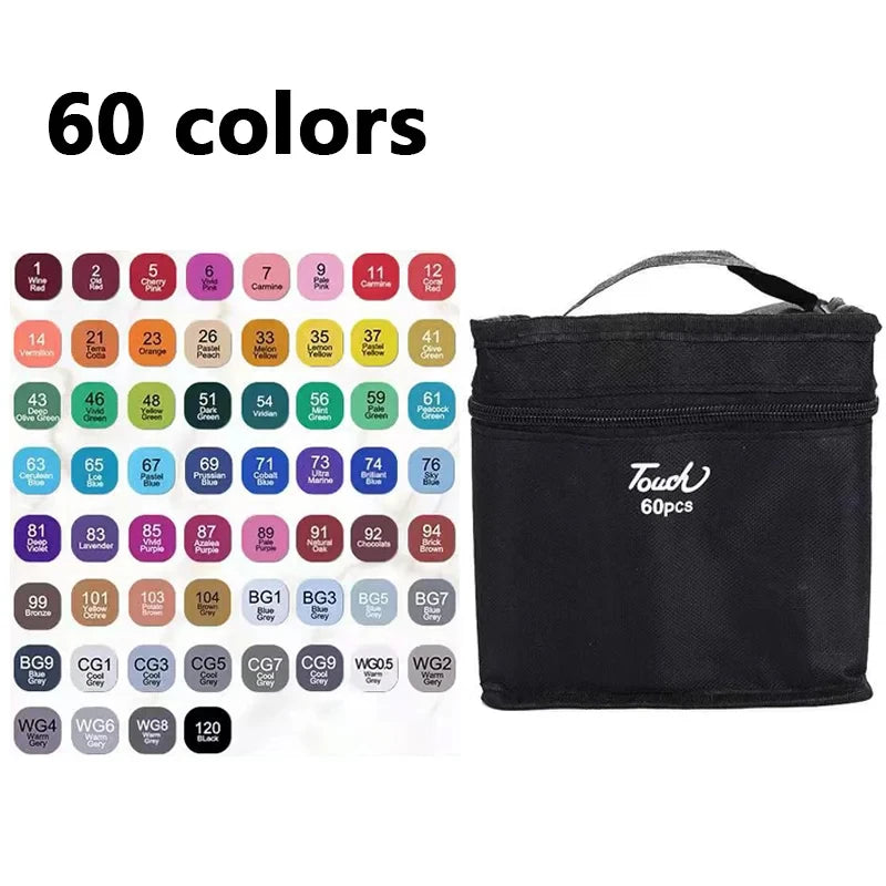 24-80 Colors Double Headed Oily Art Marker Pen Set for Draw Sketching Oily Tip Based Markers Graffiti Manga School Art Supplies