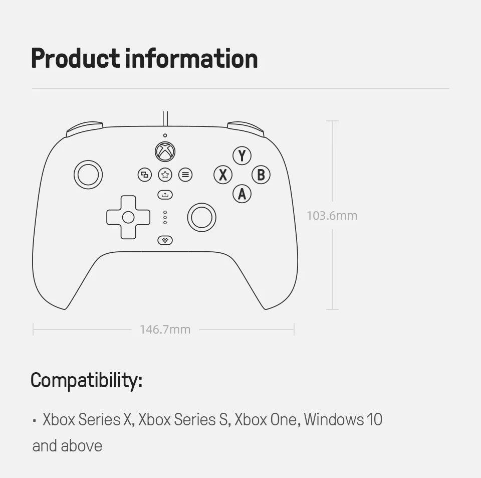 8BitDo - New Ultimate Wired, Hall Effect Joystick Update, Gaming Gamepad for Xbox Series, Series S, X, Xbox One, Windows 10, 11