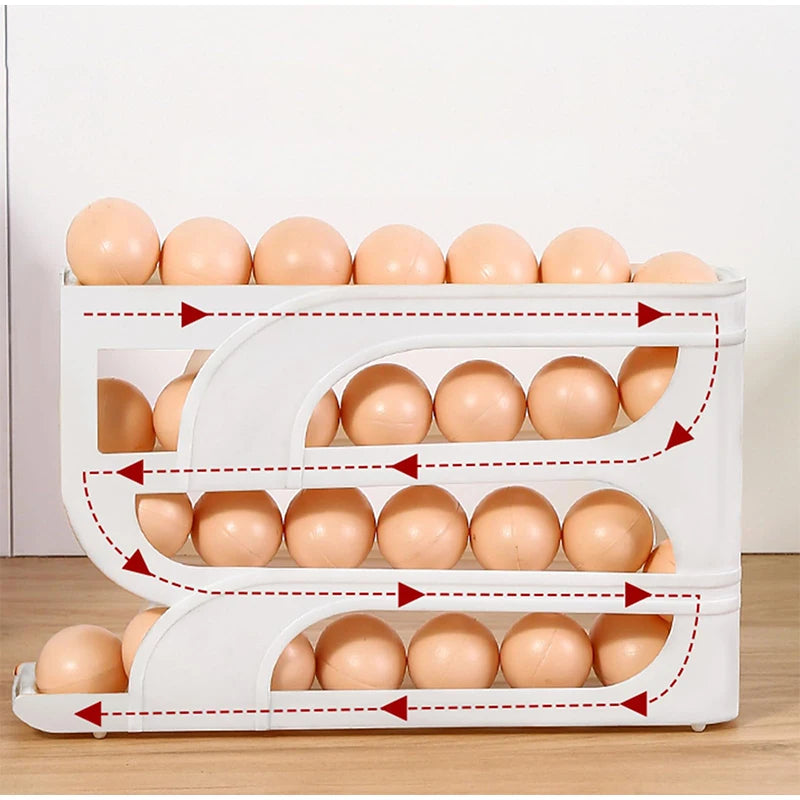 Automatic Roll-out Egg Storage Device Household Refrigerator Storage Box Egg Box Can Hold 30 Eggs High Quality Egg Rack Kitchen