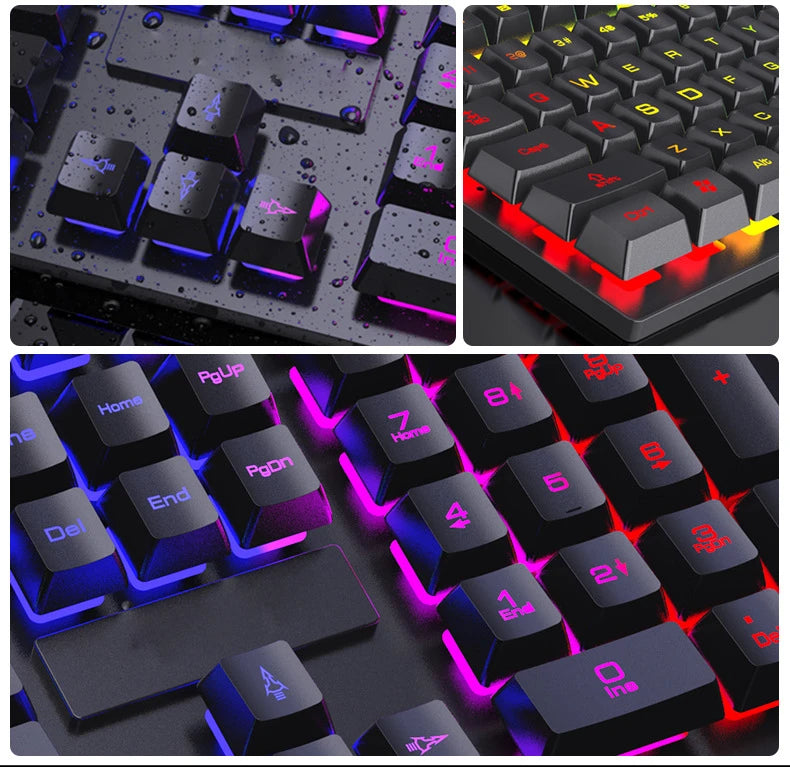 Wired Backlit Keyboard gaming Mechanic Kit waterproof Luminous 104 key keyboard And Mouse Set for Gamer PC Laptop Home Office