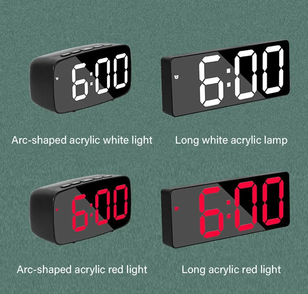 Acrylic/Mirror Alarm Clock Electronic Watch Desk Digital Moment Bedroom Decoration Table And Accessory Smart Hour Led Awakening