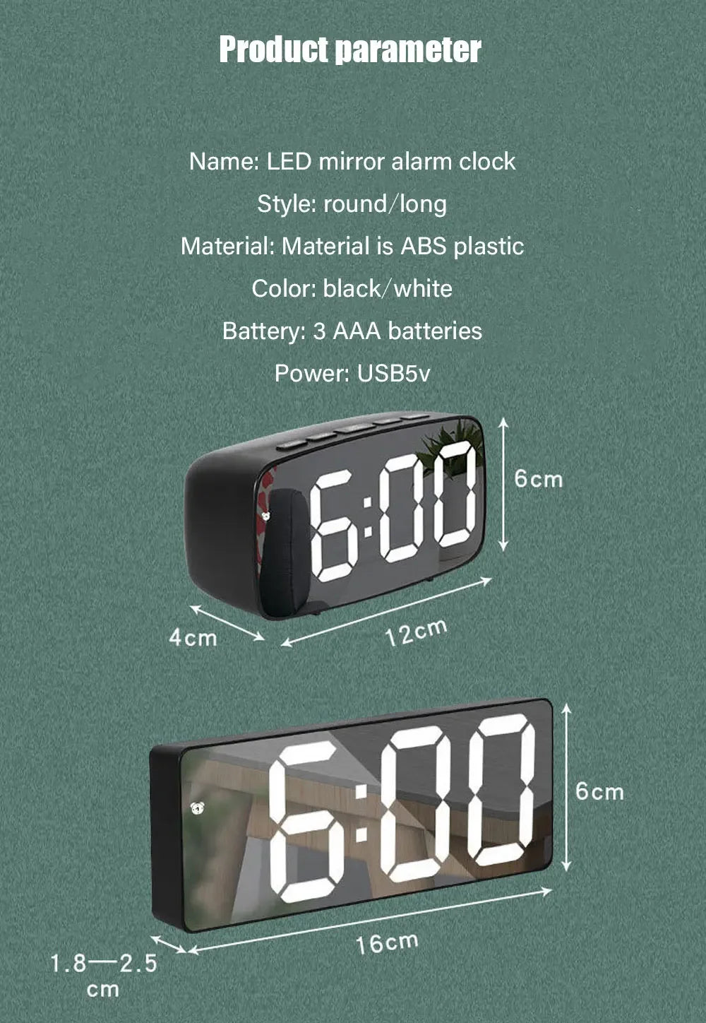 Acrylic/Mirror Alarm Clock Electronic Watch Desk Digital Moment Bedroom Decoration Table And Accessory Smart Hour Led Awakening