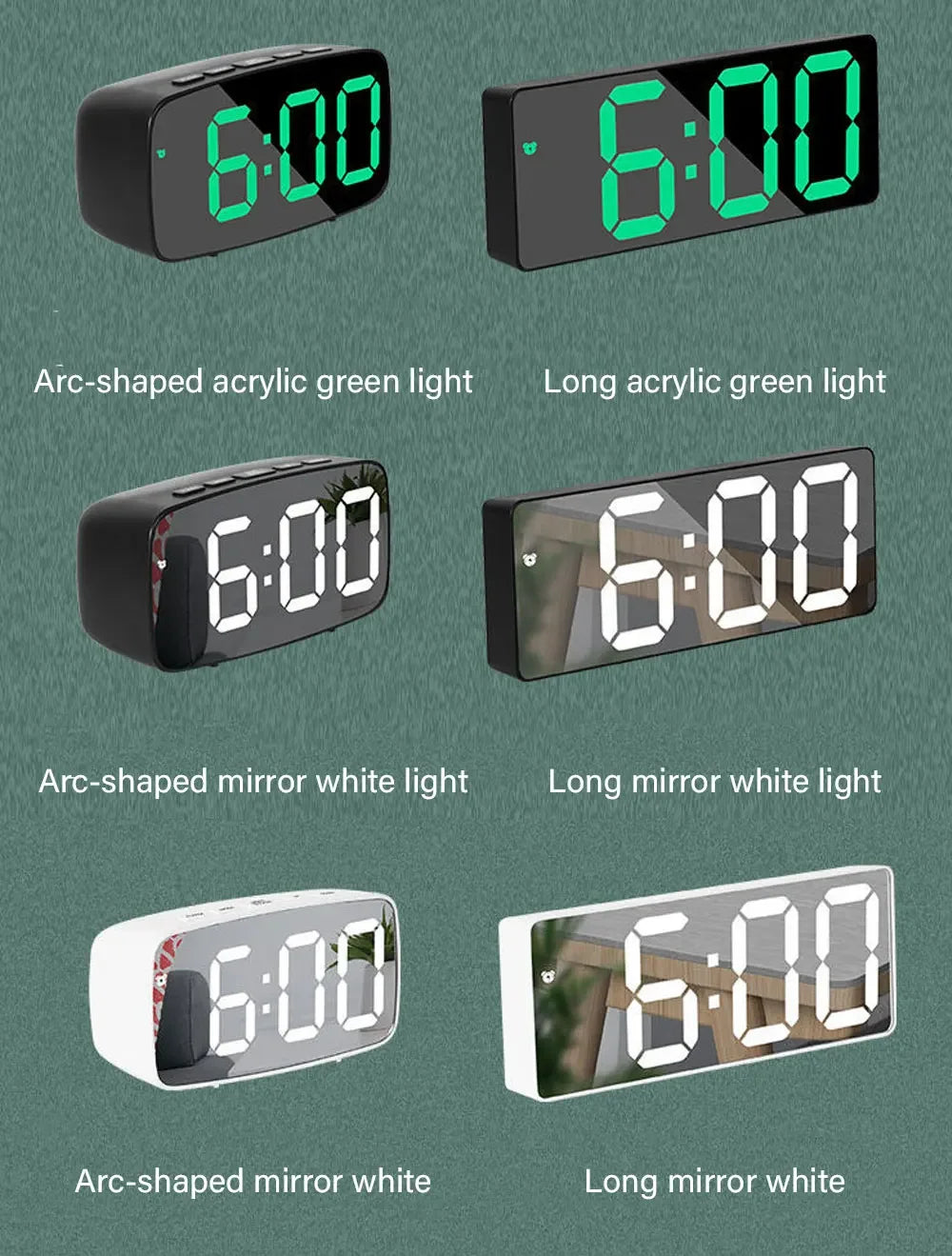 Acrylic/Mirror Alarm Clock Electronic Watch Desk Digital Moment Bedroom Decoration Table And Accessory Smart Hour Led Awakening
