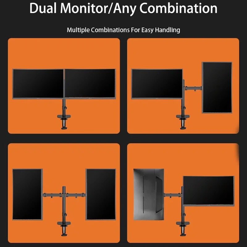 Desktop Dual Monitor Holder Arm Robotic Arm Load 2-9kg Pc Monitor Stand Arm For 13"-27" Screen Display Support Mount Stand