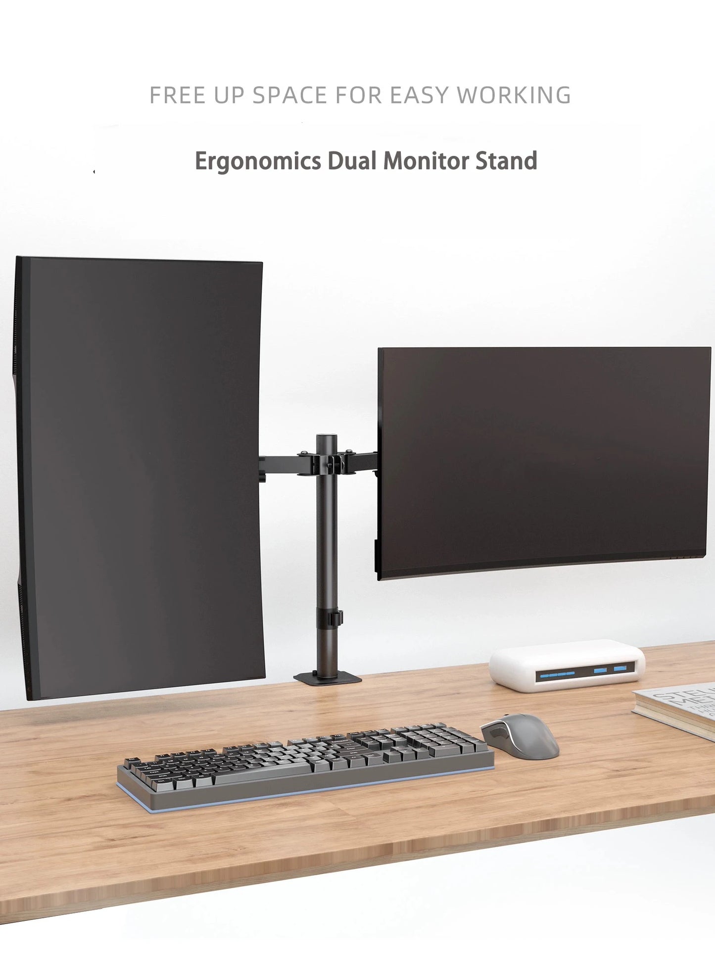 Desktop Dual Monitor Holder Arm Robotic Arm Load 2-9kg Pc Monitor Stand Arm For 13"-27" Screen Display Support Mount Stand