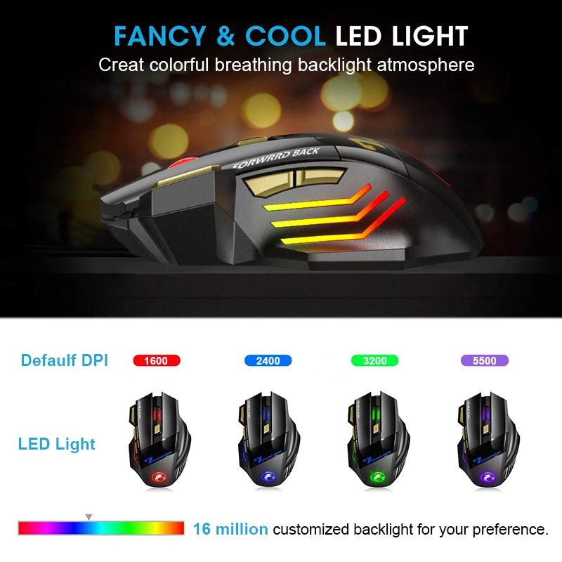 Rechargeable Bluetooth Mouse Wireless PC Gamer Mouse Computer Gaming Mouse Ergonomic Mause 5500 DPI Mice For Laptop Ipad