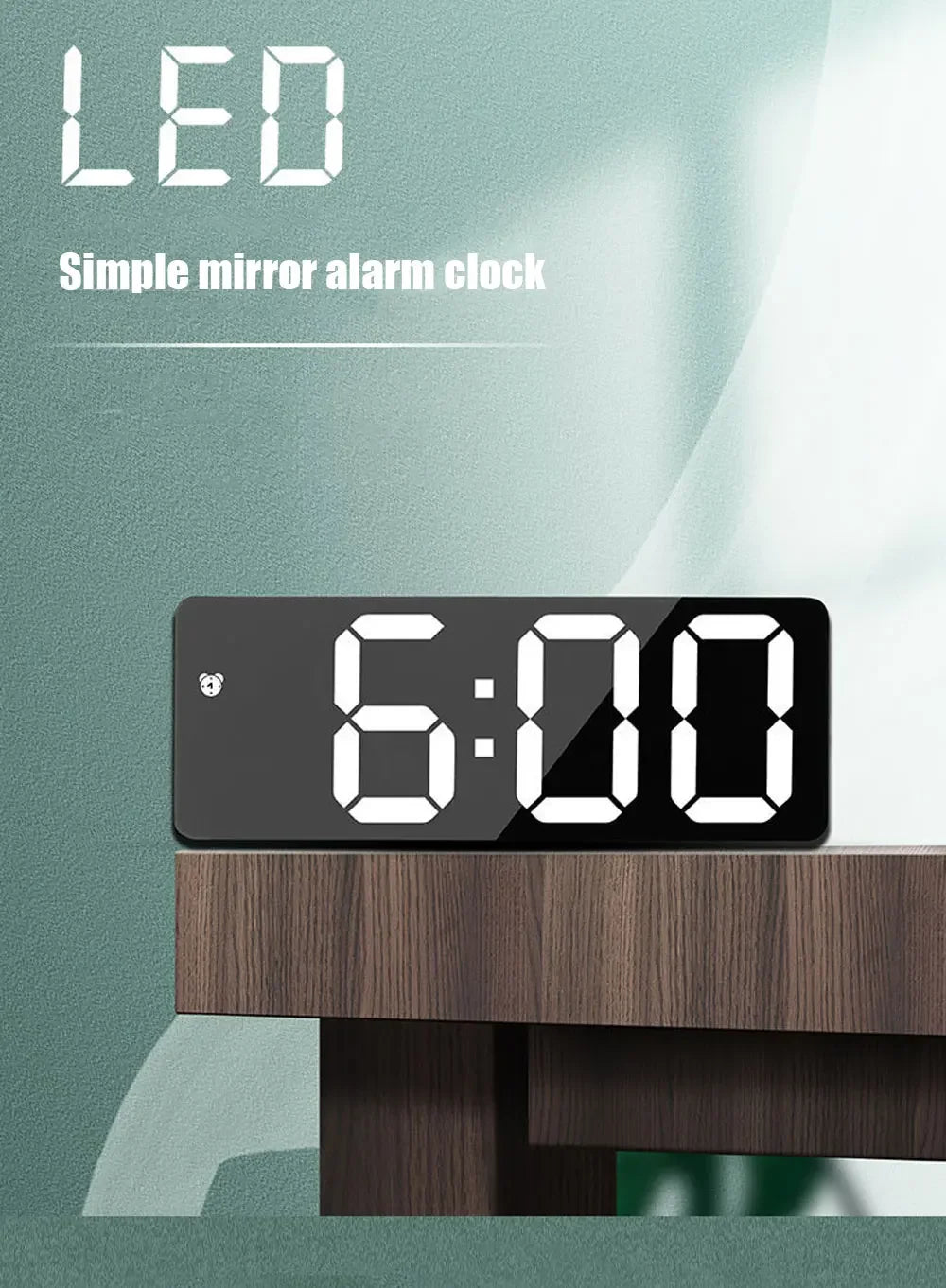Acrylic/Mirror Alarm Clock Electronic Watch Desk Digital Moment Bedroom Decoration Table And Accessory Smart Hour Led Awakening