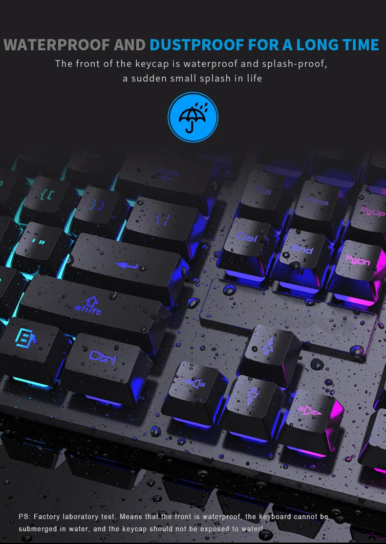 Wired Backlit Keyboard gaming Mechanic Kit waterproof Luminous 104 key keyboard And Mouse Set for Gamer PC Laptop Home Office