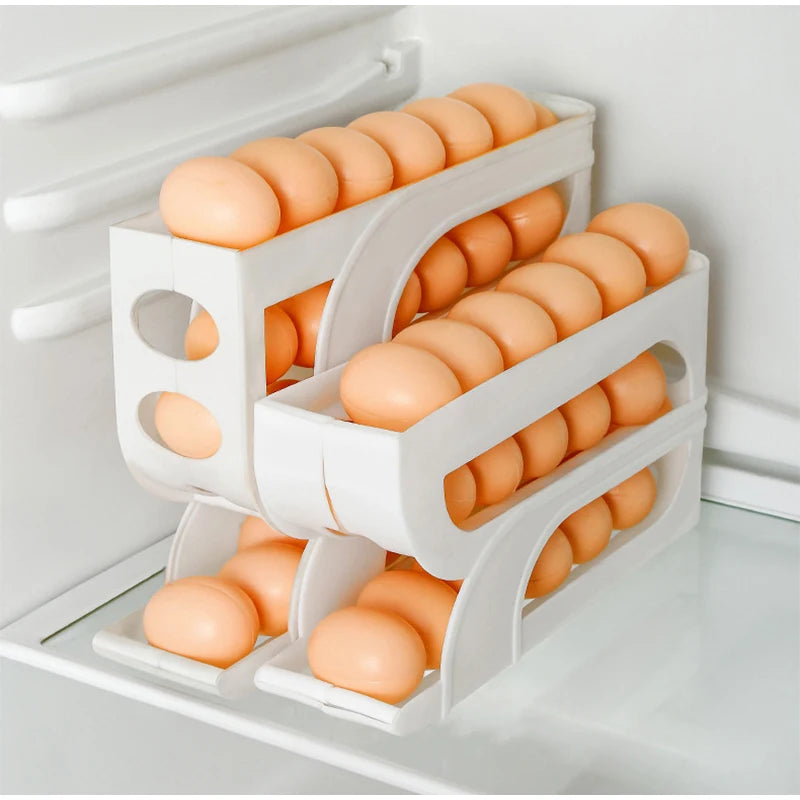 Automatic Roll-out Egg Storage Device Household Refrigerator Storage Box Egg Box Can Hold 30 Eggs High Quality Egg Rack Kitchen