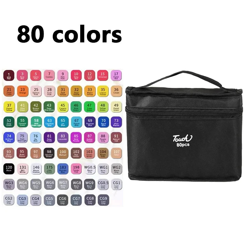 24-80 Colors Double Headed Oily Art Marker Pen Set for Draw Sketching Oily Tip Based Markers Graffiti Manga School Art Supplies