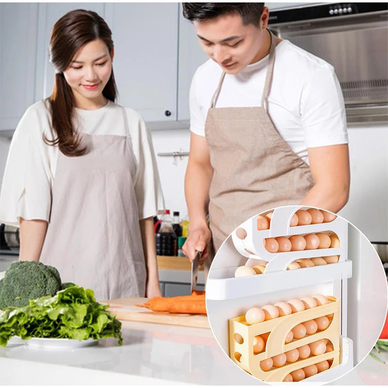 Automatic Roll-out Egg Storage Device Household Refrigerator Storage Box Egg Box Can Hold 30 Eggs High Quality Egg Rack Kitchen