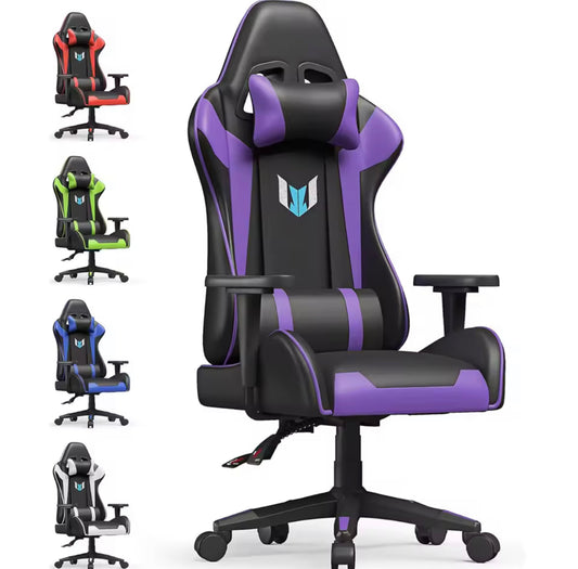 Bigzzia-Chaise de Gaming Ergonomique avec Coussin Lombaire, Repose-Sauna, Réglable, pour Ordinateur et Bureau