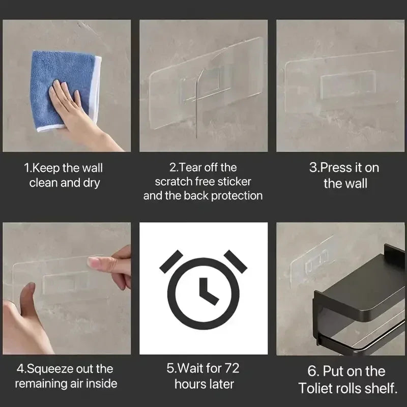 Support Mural Multifonction Sans Perçage – Porte-Serviettes & Distributeur Papier Design