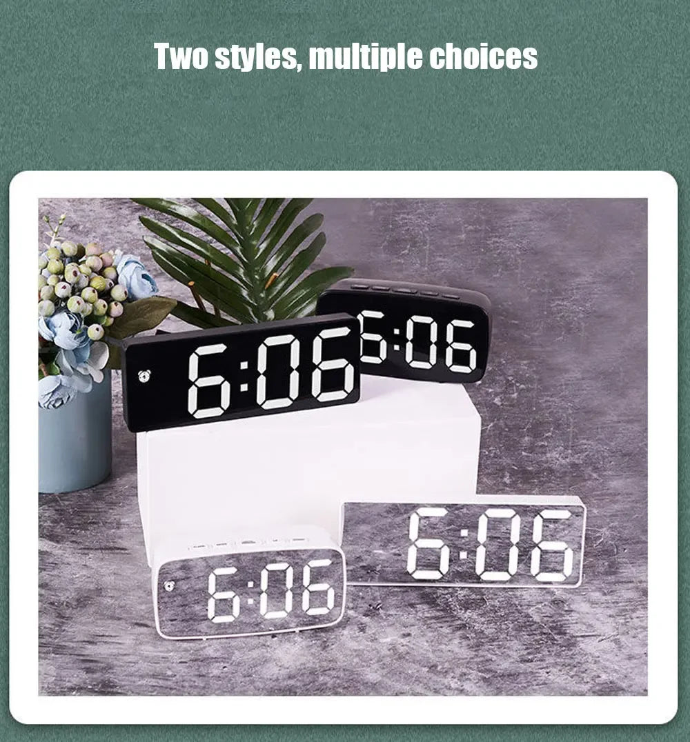 Acrylic/Mirror Alarm Clock Electronic Watch Desk Digital Moment Bedroom Decoration Table And Accessory Smart Hour Led  Awakening