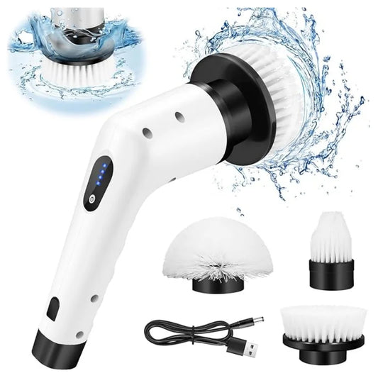 3-in-1 Electric Spin Scrubber - IPX7 Waterproof, 3 Brush Heads, 2 Speeds for Bathroom/Kitchen/Tile/Car Cleaning