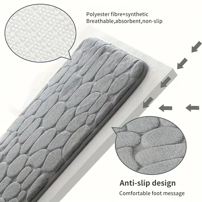 2PC embossed stone pattern toilet mat door mats absorb water mats non-slip carpet mat, can wash strip carpet home decoration